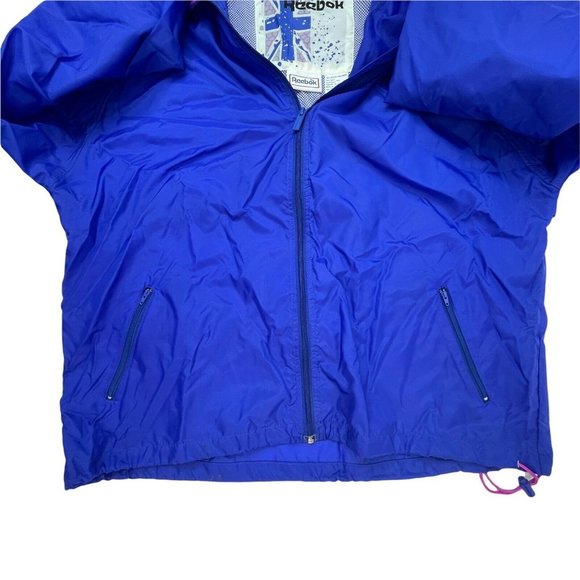 Vintage Reebok Full Zip Retro Track Jacket Adult XL Purple Blue Hooded Nylon - Picture 4 of 7